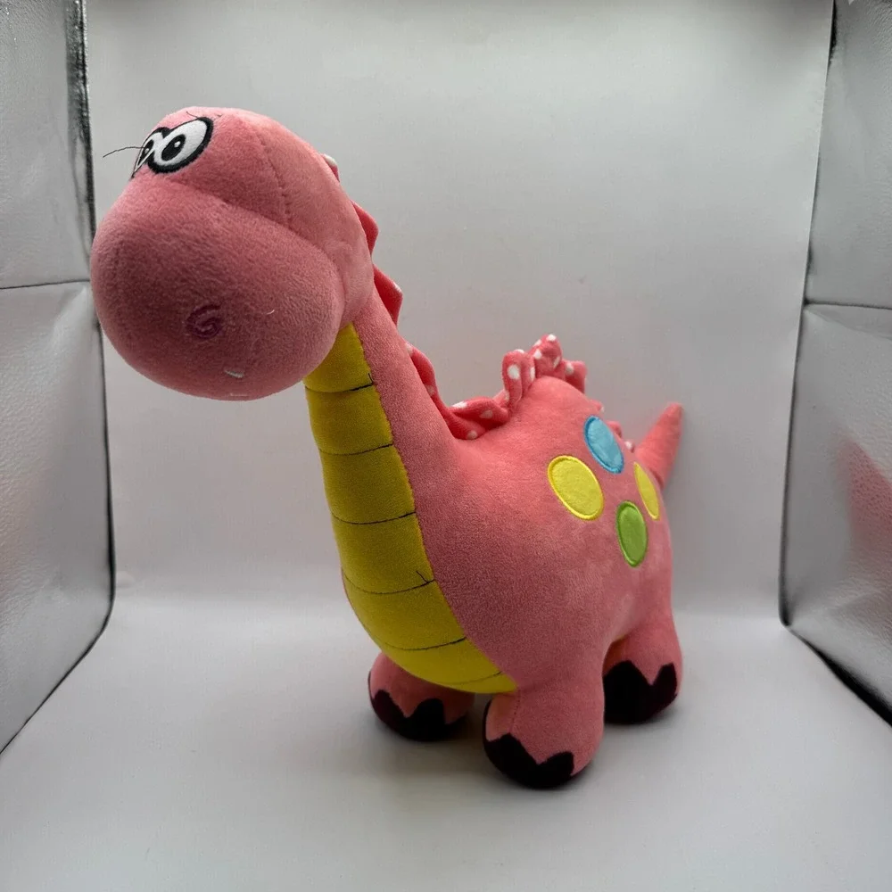Dinosaur Plush Kids 15in Pink Polka Dot Ruffle Spots Long Neck Toy Marsjoy